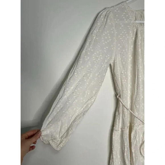 Apiece Apart Dress Womens 4 Sofie Cream Textured Midi Peasant Boho Lightweight - Picture 5 of 14